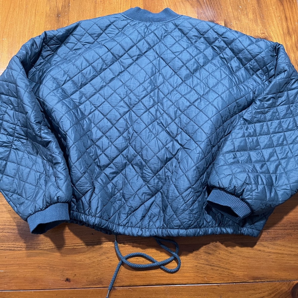 Free People Oversized Easy Quilted Bomber Flight Jacket Coat Zip Up Size Large - Picture 5 of 7